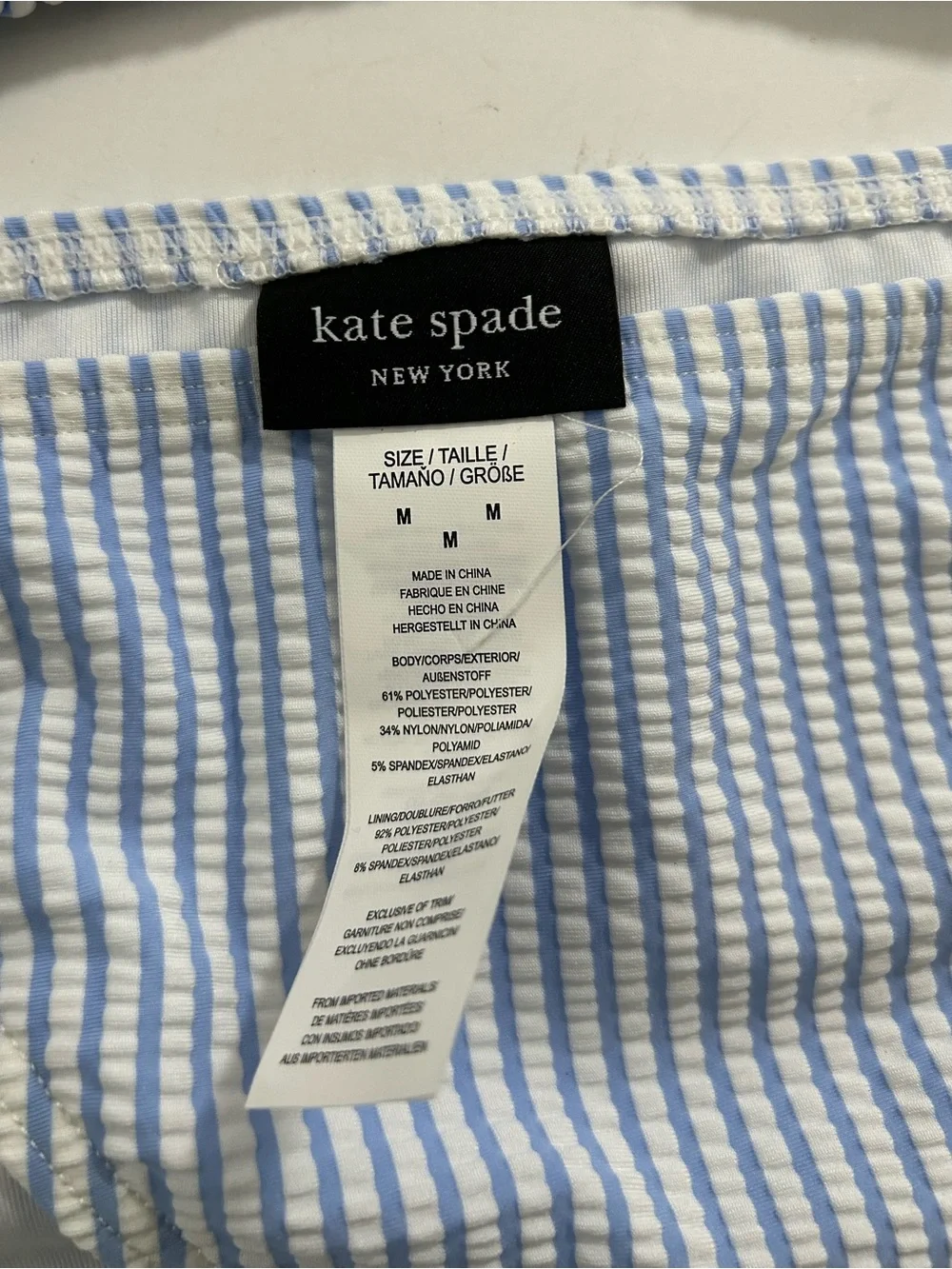Kate Spade Light Diamond Blue White Striped Bikini Set